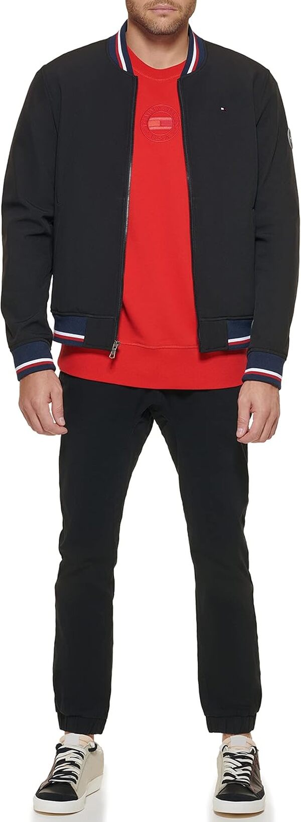 Tommy Hilfiger Blouson Aviateur Léger en Maille Côtelée Veste Shell Homme