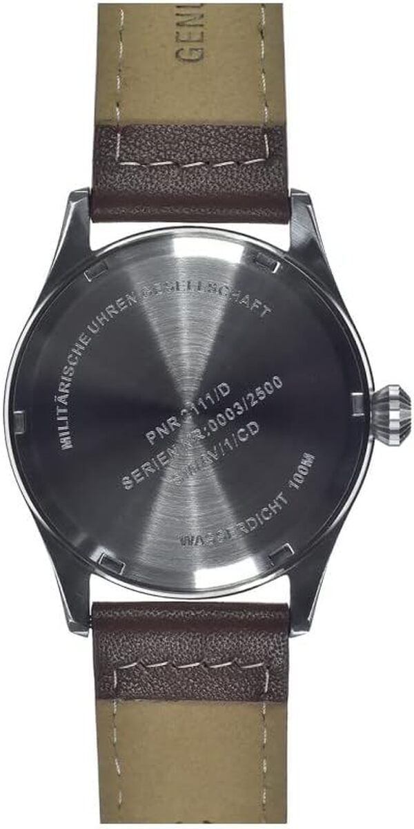 Classic 40mm Hybride Mécanique Quartz Acier Brun Cuir Crème Saphir Aviateur Pilot Homme Montre, Noir, bracelet