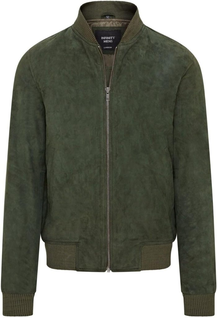 Test de l'Infinity Leather Blouson MA-1 vert en daim pour homme