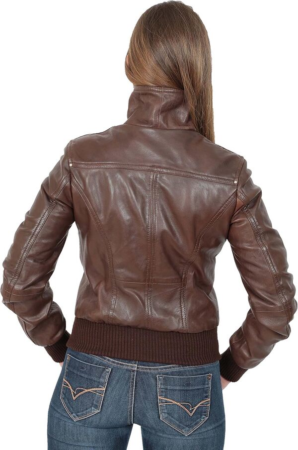 Veste Bomber en Cuir Véritable pour Femme Trendy Ajusté Blouson Manteau dans Gamme De Couleurs - Tessa