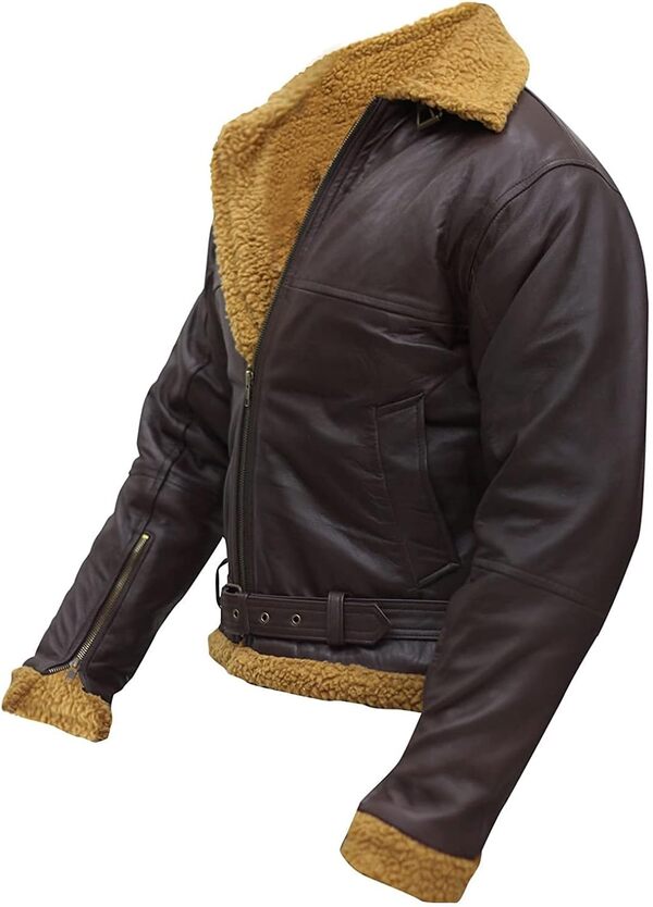 Blouson aviateur RAF B3 en peau de mouton fausse fourrure de mouton noir et marron
