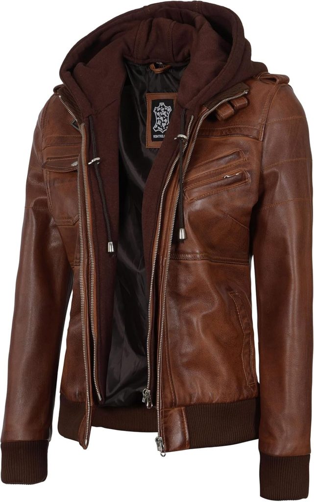 Test de la veste en cuir fjackets Edinburgh Cognac pour femme