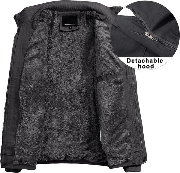 MAGCOMSEN Veste bomber d'hiver en polaire pour homme style militaire, coupe-vent avec capuche