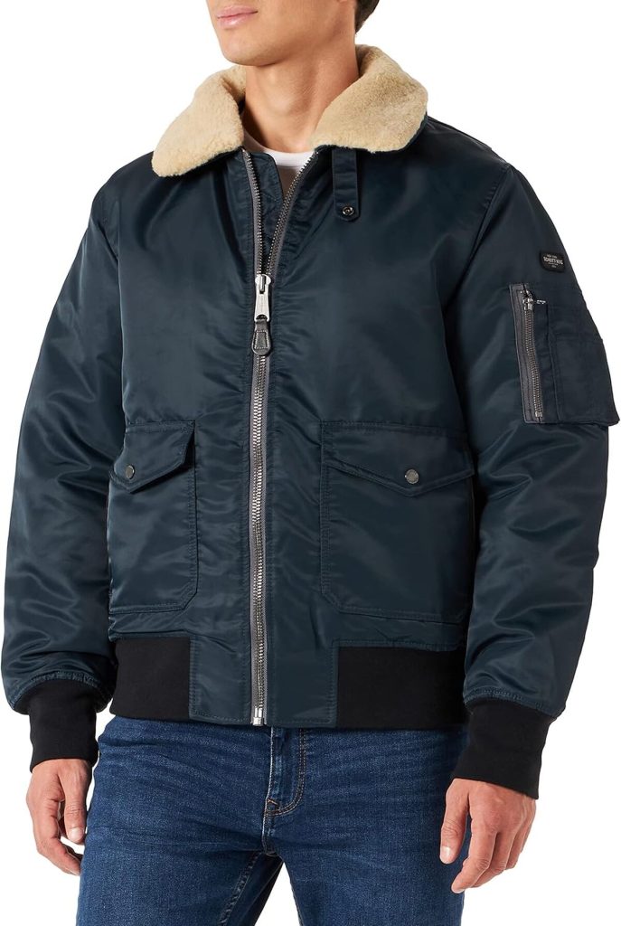 Test du bomber Schott NYC Oharars navy/beige