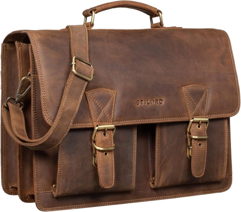 Test : cartable en cuir STILORD 'Jeffrey' 15, 6 pouces marron