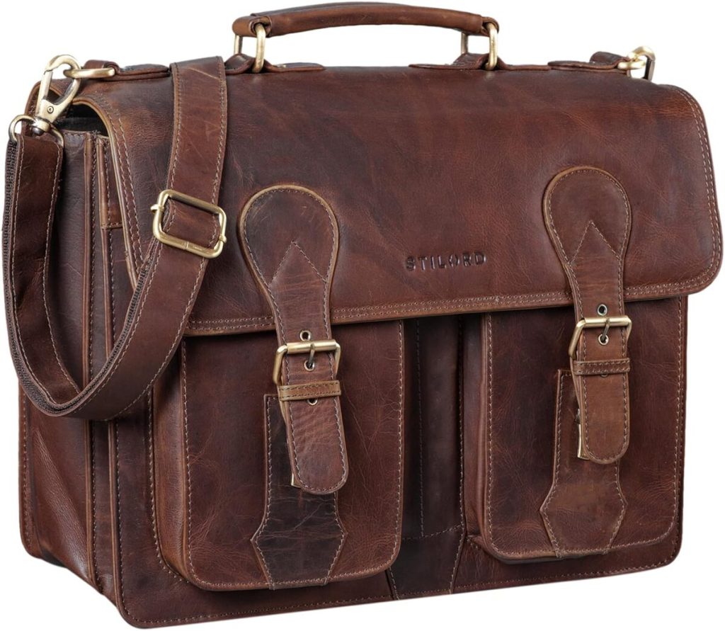 Test du cartable en cuir professionnel STILORD 'Kronos' Florida marron