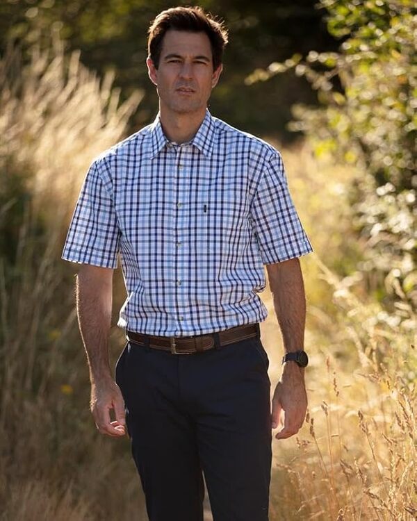 Walker and Hawkes - Chemise pour Homme - 100% Coton - Manches Courtes/à Carreaux - Style Campagne