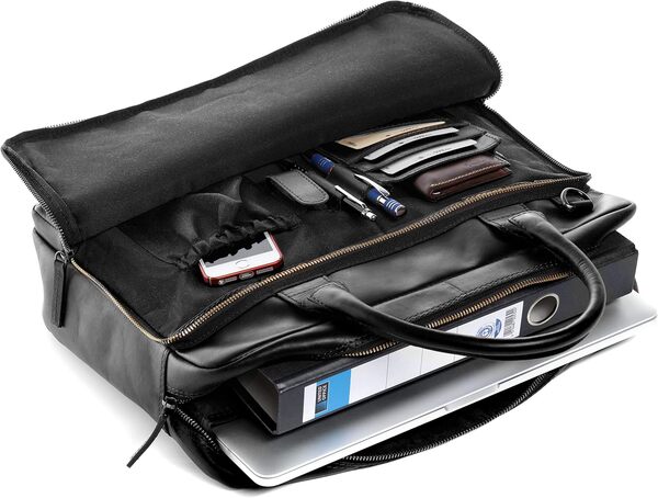 SID & VAIN Ryan Sacoche pour ordinateur portable en cuir de qualité supérieure - Sac d'affaires XL pour homme et femme 15,4