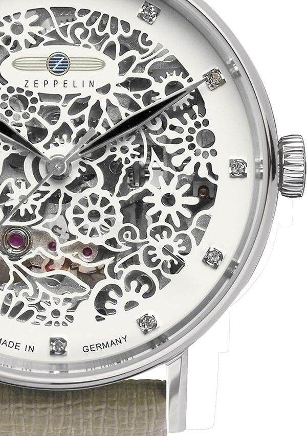 Zeppelin Montre pour Femme avec Bracelet en Cuir, série Princess of The Sky Squelette Automatique 7461-4