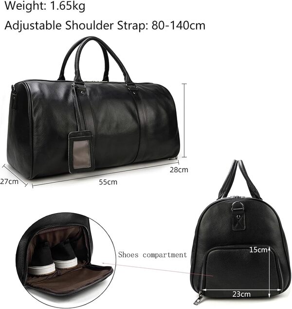 Luufan Sac de Voyage en Cuir Unisexe Sac de Voyage Vintage