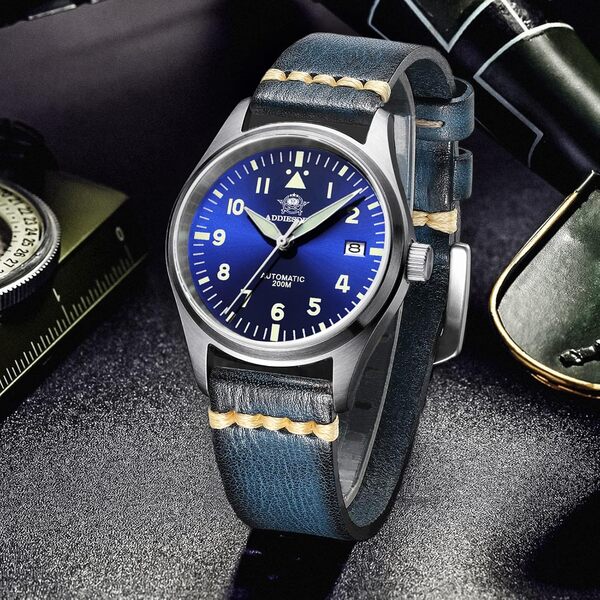ADDIESDIVE Montre Automatique Homme NH35A Mouvement Mécanique Analogique Lumineuse 200m Résistante à l'eau Montre Homme