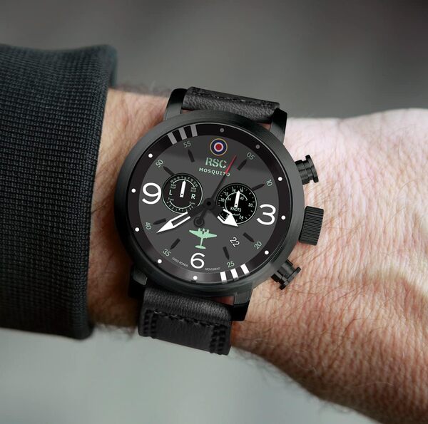 RSC Pilot's Watches Homme 45mm Montre d'aviateur Chronographe Swiss Quartz Mosquito D-Day