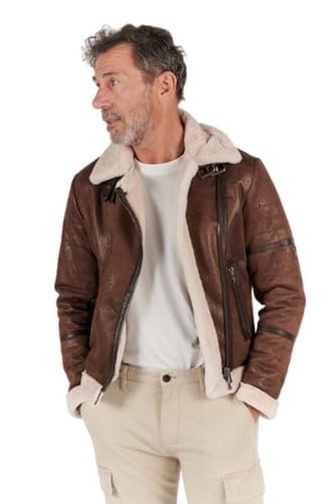 Avis sur le blouson Barone en cuir de mouton marron