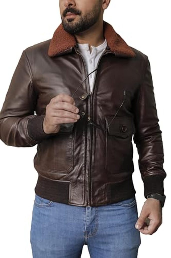 Test du blouson aviateur cuir marron Shop of Jackets Limited pour homme
