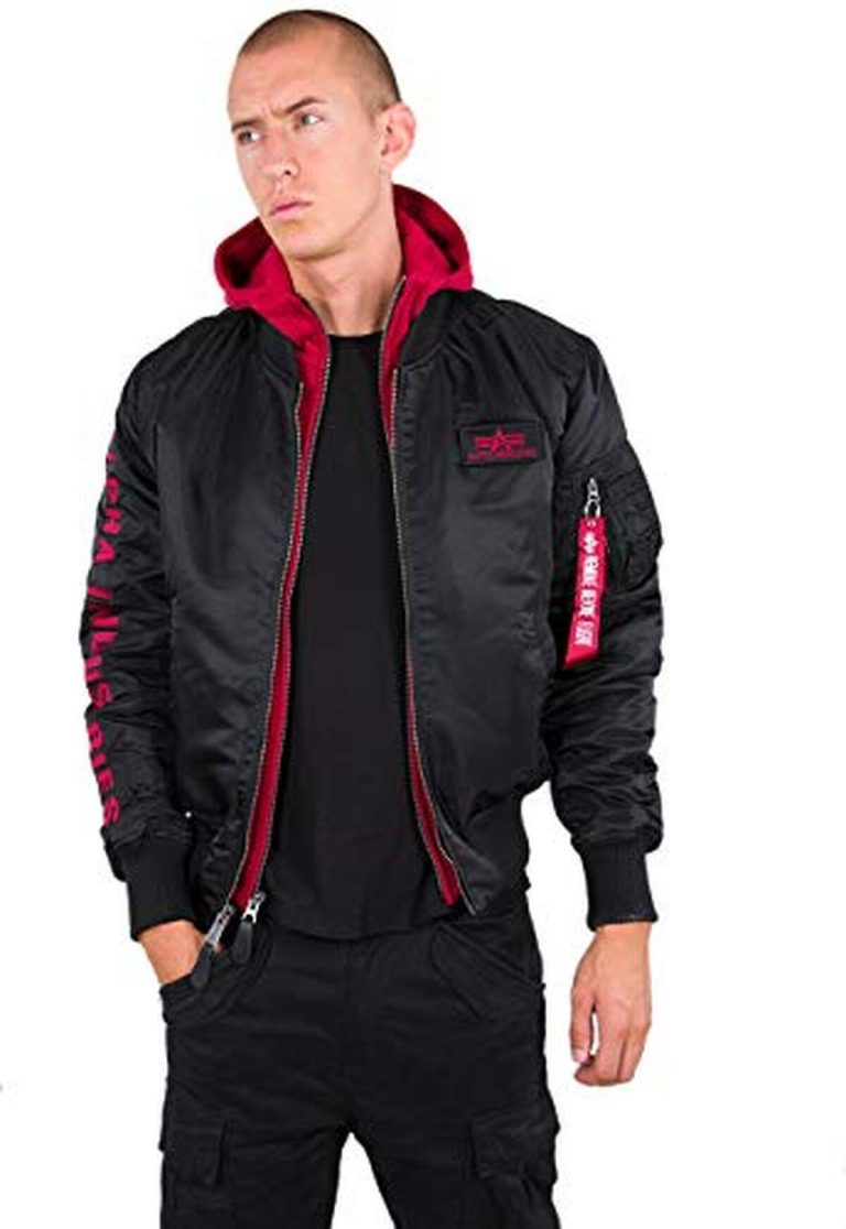 Alpha Red Test du bomber Alpha Industries MA-1 D-Tec SE pour homme, black/red