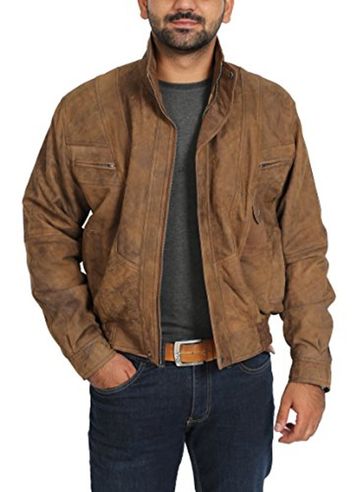 Avis sur le blouson classique en cuir marron pour homme, taille XXL