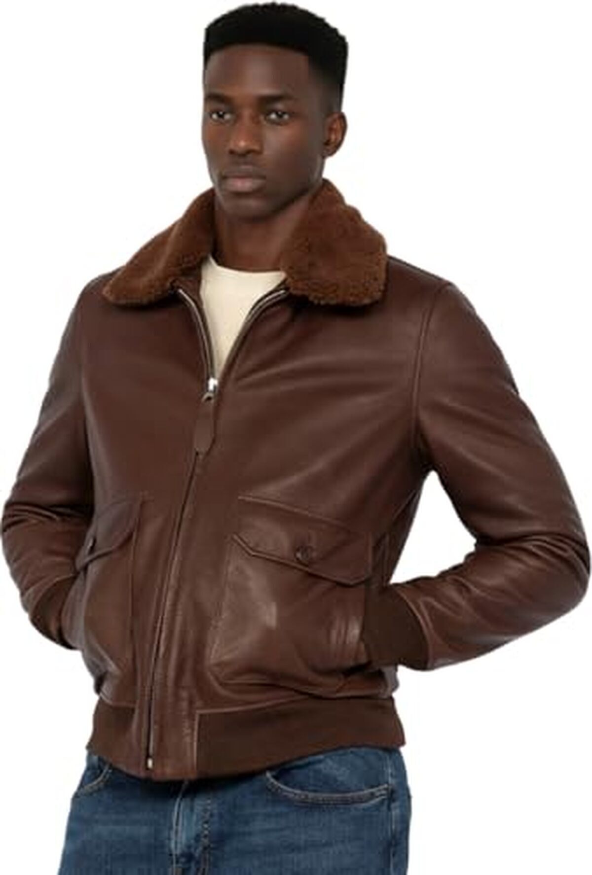 Test de la veste en cuir Schott NYC LCAVIATION24 brown