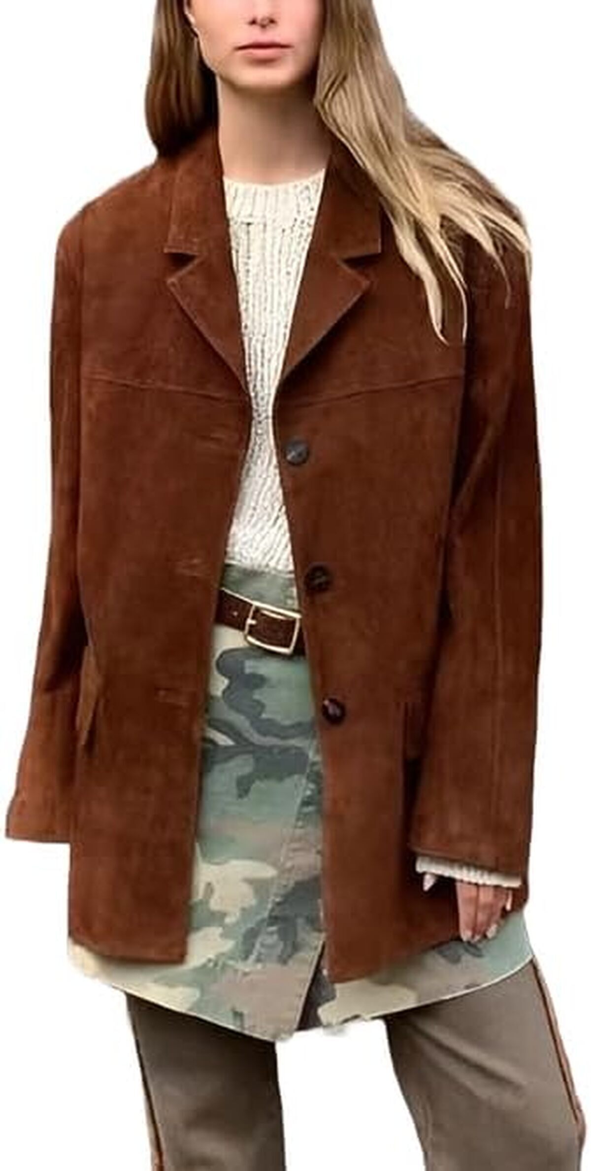 Avis : blazer en cuir marron vintage pour femmes XXL