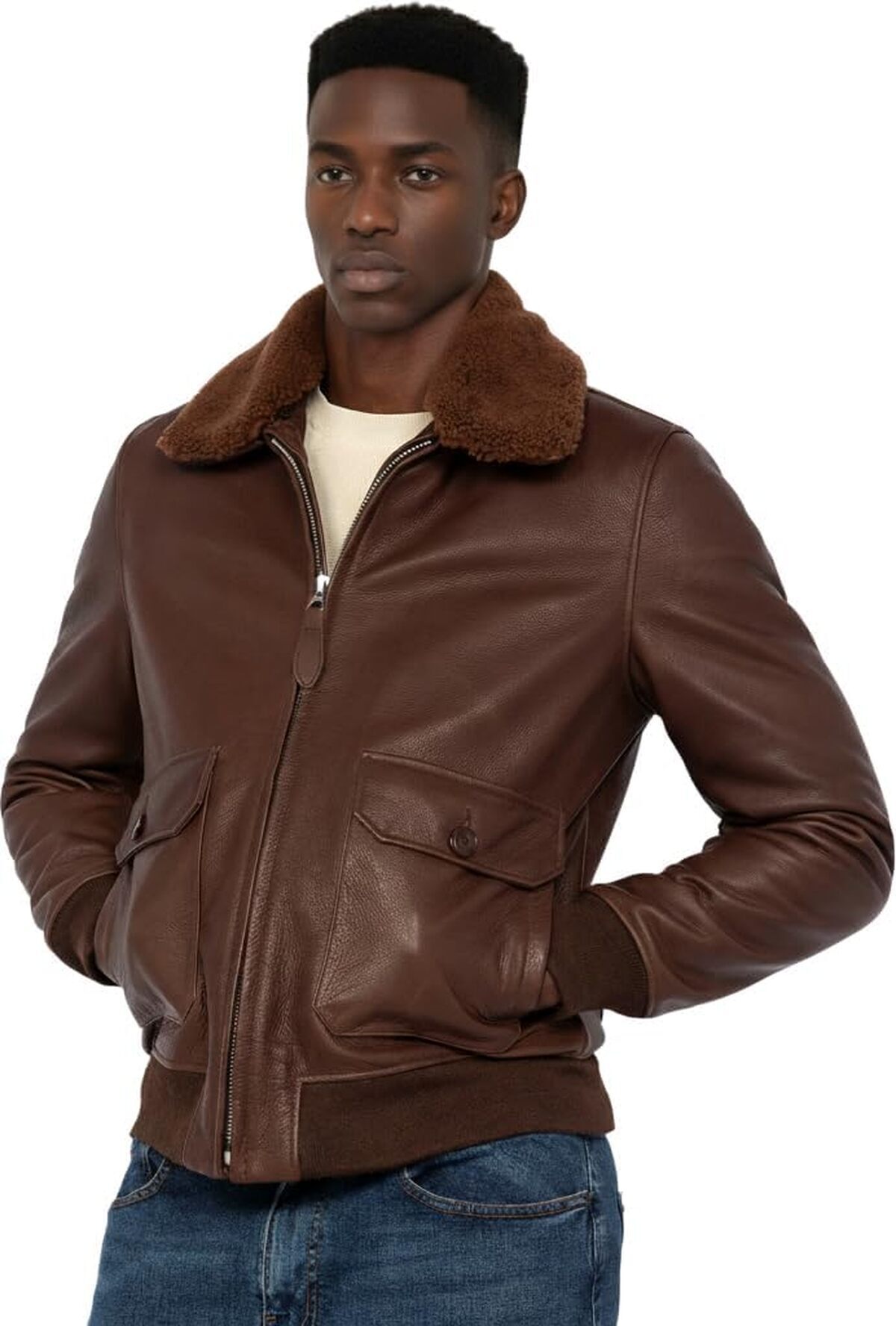 Test de la veste en cuir marron XL Schott NYC Lcaviation24