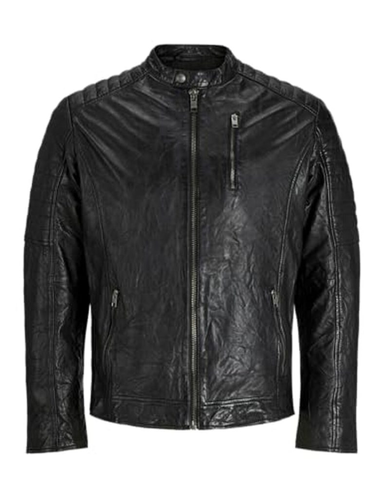 Test : veste en cuir Jjerichard Noos de JACK & JONES, noir, s
